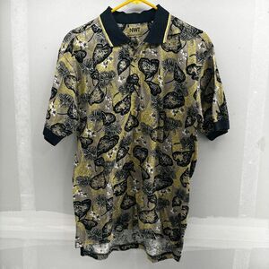 Vintage Northwest Territory Natural Polo Mens M Floral & Leaves all Over EUC